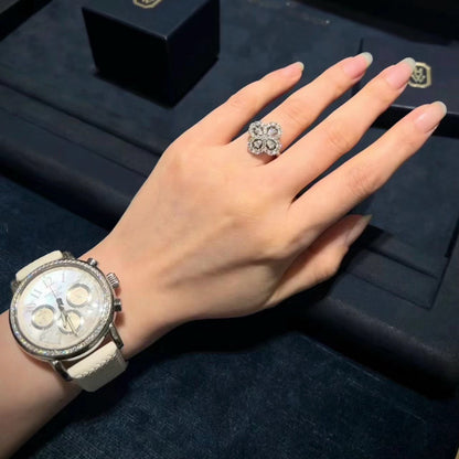 [Luxora] Loop-Ring mit Vollmotiv-Diamant, 16 mm, Silber