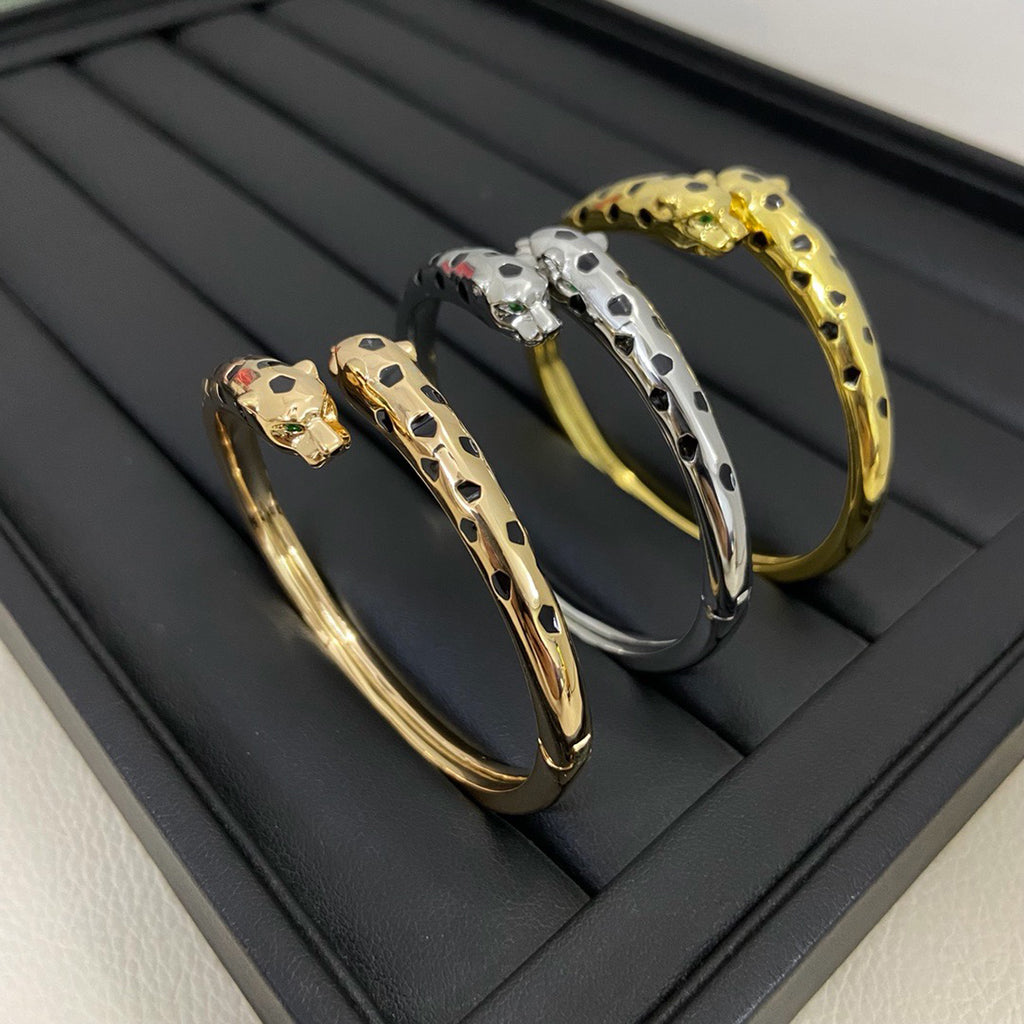 [Luxora]PANTHERE DOUBLE HEADED OPEN BRACELET