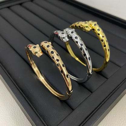 [Luxora]PANTHERE DOUBLE HEADED OPEN BRACELET