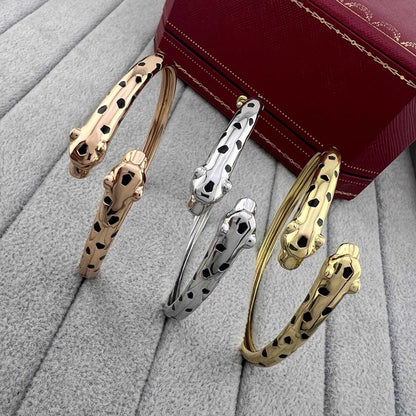 [Luxora]PANTHERE DOUBLE HEADED OPEN BRACELET