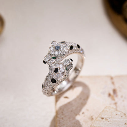 [Luxora]PANTHERE DOUBLE HEADED FULL DIAMOND  RING