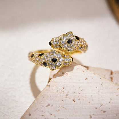 [Luxora]PANTHERE DOUBLE HEADED FULL DIAMOND  RING