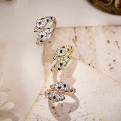 [Luxora]PANTHERE DOUBLE HEADED FULL DIAMOND  RING