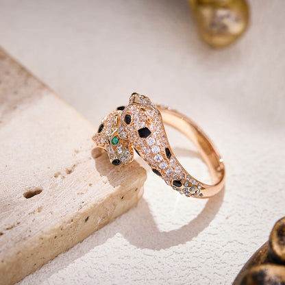 [Luxora]PANTHERE DOUBLE HEADED FULL DIAMOND  RING