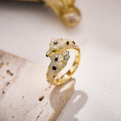 [Luxora]PANTHERE DOUBLE HEADED FULL DIAMOND  RING