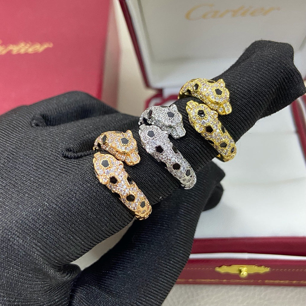 [Luxora]PANTHERE DOUBLE HEADED FULL DIAMOND  RING