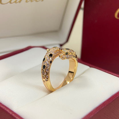 [Luxora]PANTHERE DOUBLE HEADED FULL DIAMOND  RING
