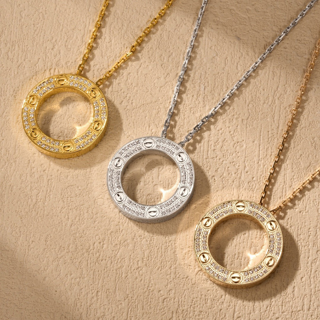 [Luxora]LOVE NECKLACE 16MM  FULL DIAMOND