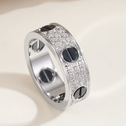 [Luxora]LOVE RING 5.5MM DIAMONDS PAVED CERAMIC
