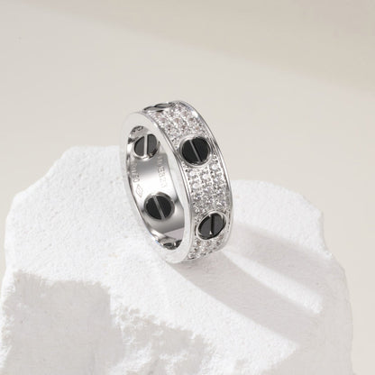 [Luxora]LOVE RING 5.5MM DIAMONDS PAVED CERAMIC