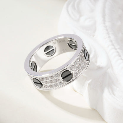 [Luxora]LOVE RING 5.5MM DIAMONDS PAVED CERAMIC