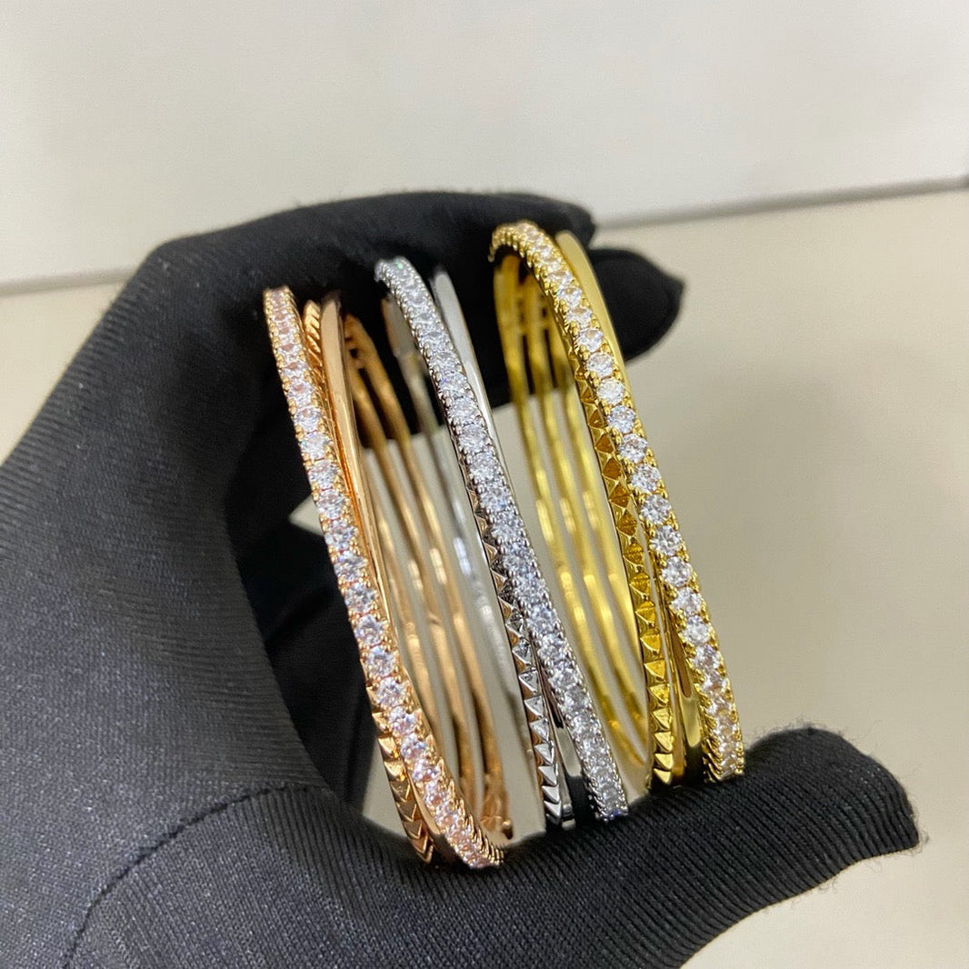 [Luxora]ETINCELLE HALF-PAVED DIAMOND BRACELET
