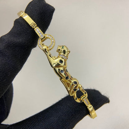 [Luxora]PANTHERE HALF DIAMOND ON CHAIN BRACELET