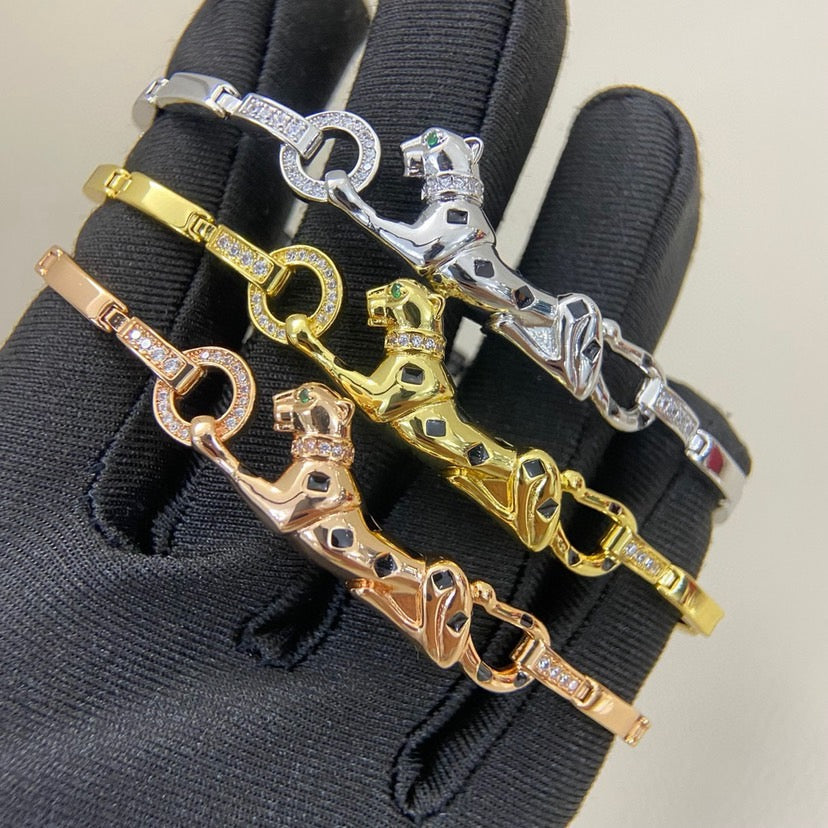 [Luxora]PANTHERE HALF DIAMOND ON CHAIN BRACELET