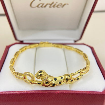 [Luxora]PANTHERE HALF DIAMOND ON CHAIN BRACELET