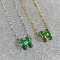 [Luxora]POP H GREEN NECKLACE SILVER AND GOLD
