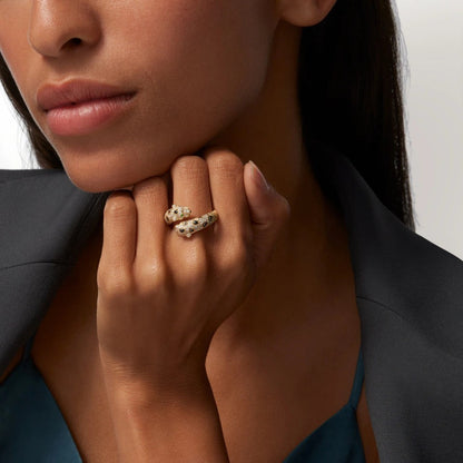 [Luxora]PANTHERE DOUBLE HEADED FULL DIAMOND  RING
