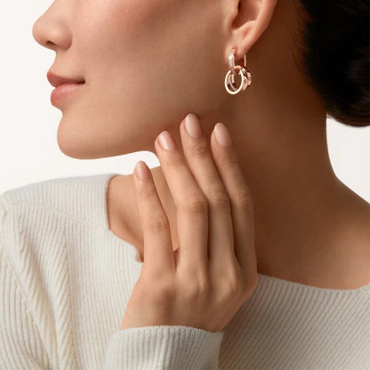 [Luxora]LOVE 3.3MM DANGLE HALF DIAMOND EARRINGS