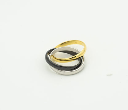 [Luxora]TRINITY RING SCHWARZ GOLD SILBER