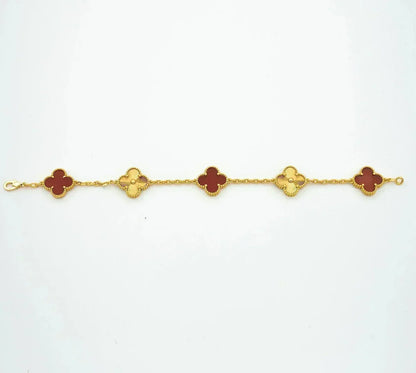 [Luxora] CLOVER 5 MOTIF RED CORNELIAN BRACELET COLLECTION