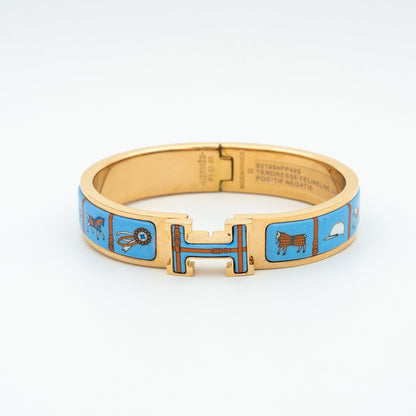 [Luxora]H PINK GOLD BRACELET BLUE CERAMIC