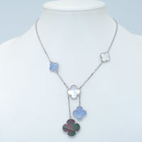 [Luxora]CLOVER MOP CHALCEDONY NECKLACE SILVER 6 MOTIF