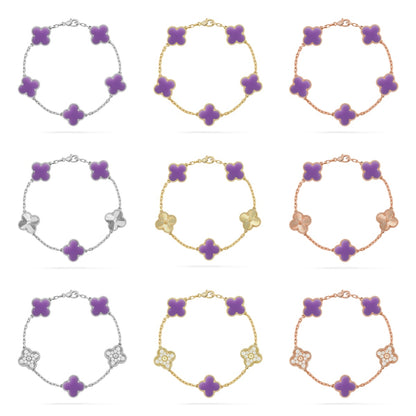 [Luxora]CLOVER 5 MOTIF LIGHT PURPLE BRACELET COLLECTION
