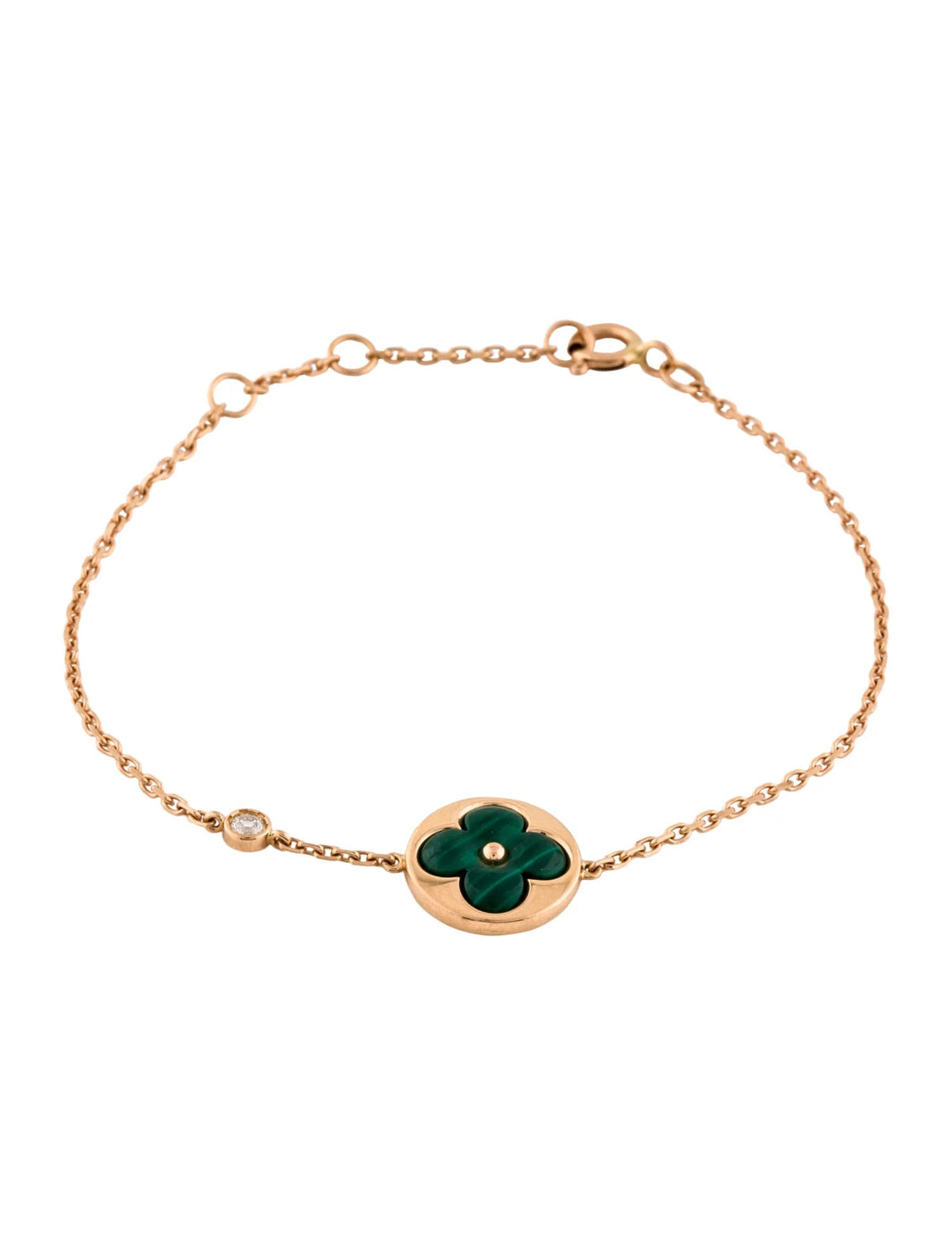 [Luxora]SUN MALACHITE 1 DIAMOND PINK GOLD BRACELET