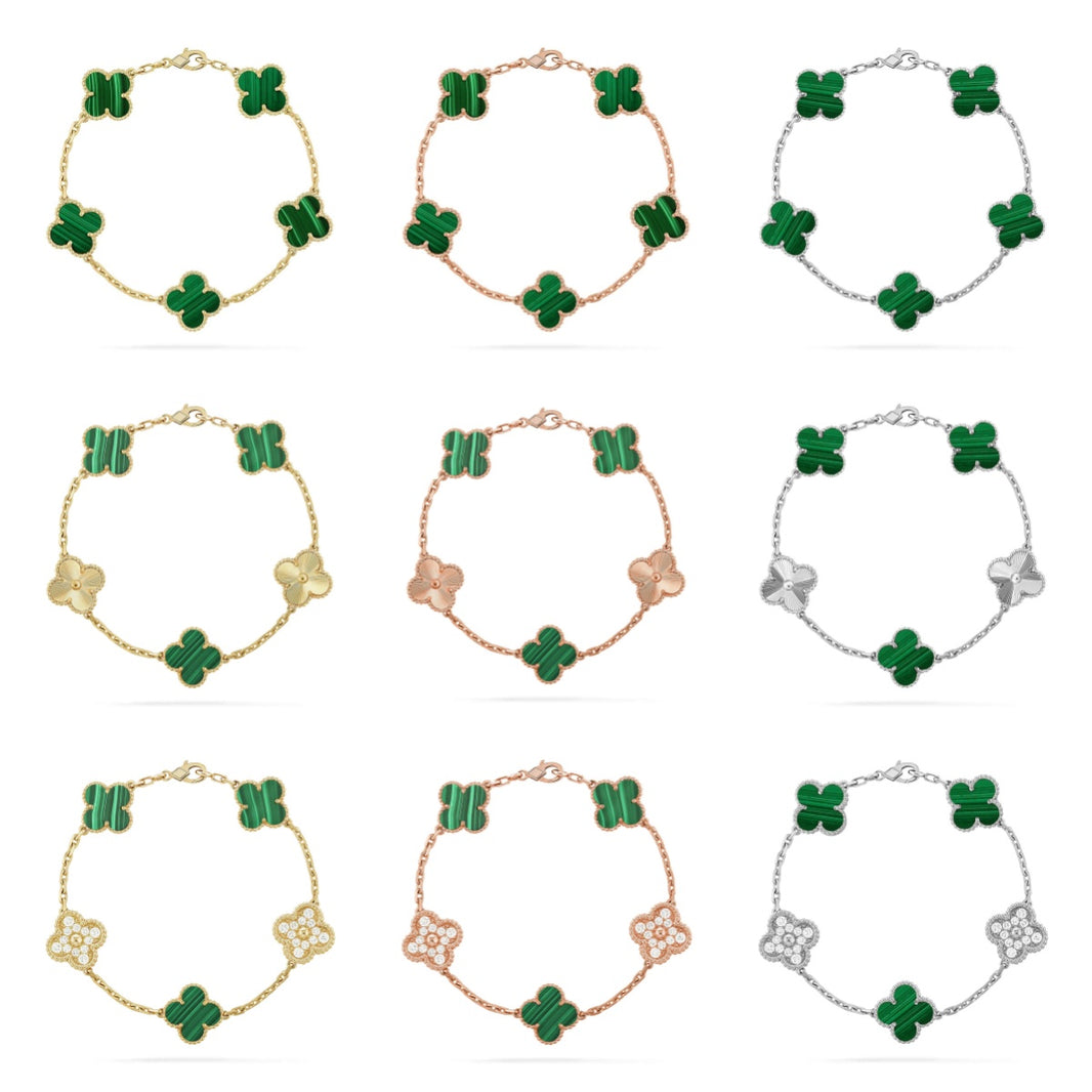 [Luxora] CLOVER 5 MOTIF MALACHITE BRACELET COLLECTION