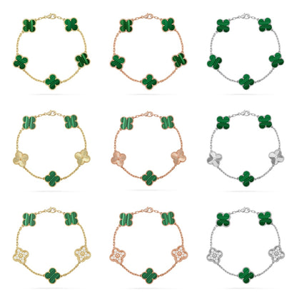 [Luxora] CLOVER 5 MOTIF MALACHITE BRACELET COLLECTION