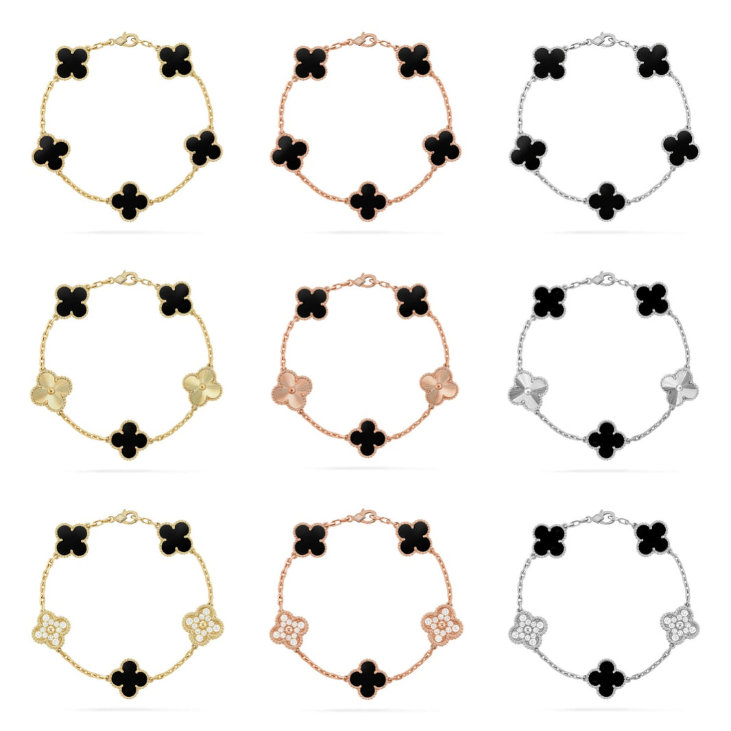 [Luxora] CLOVER 5 MOTIF ONYXS BRACELET COLLECTION