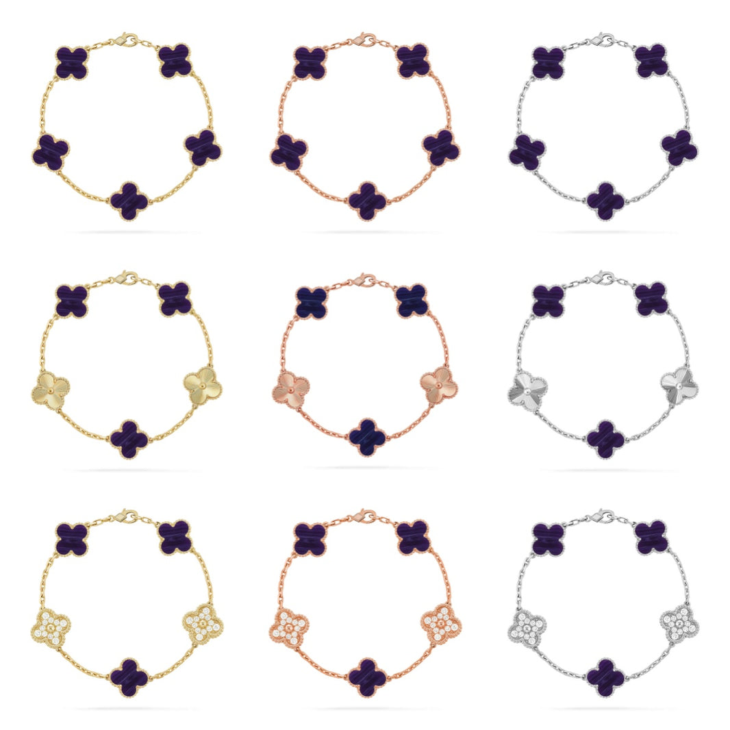 [Luxora]CLOVER 5 MOTIF PURPLE STRIPES BRACELET COLLECTION