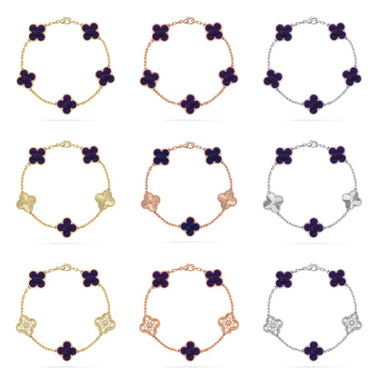 [Luxora]CLOVER 5 MOTIF PURPLE STRIPES BRACELET COLLECTION