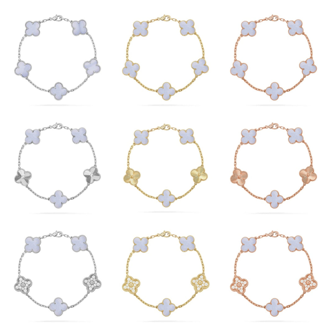[Luxora] CLOVER 5 MOTIF PURPLE CHALCEDONY BRACELET COLLECTION