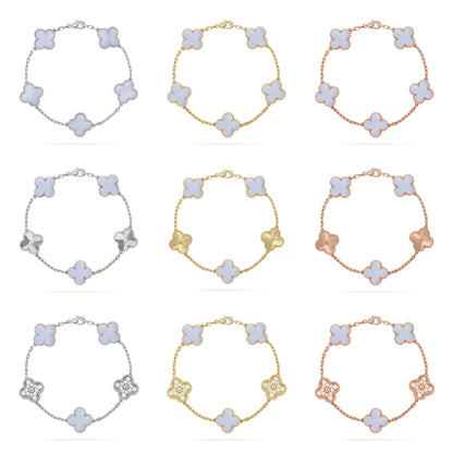 [Luxora] CLOVER 5 MOTIF PURPLE CHALCEDONY BRACELET COLLECTION
