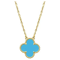 [Luxora]CLOVER 15MM VINTAGE TURQUOISE NECKLACE
