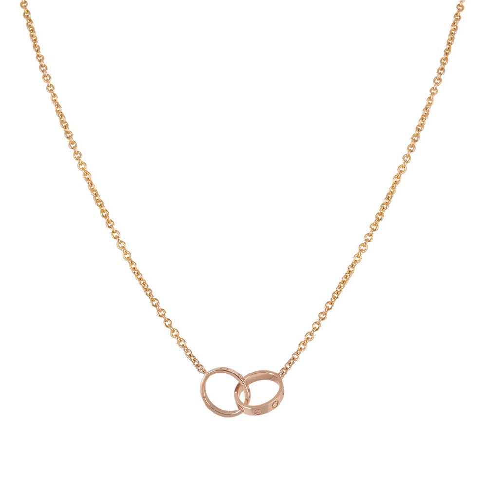 [Luxora]LOVE NECKLACE DOUBLE RING PINK GOLD