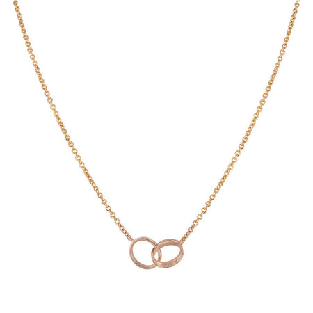 [Luxora]LOVE NECKLACE DOUBLE RING PINK GOLD