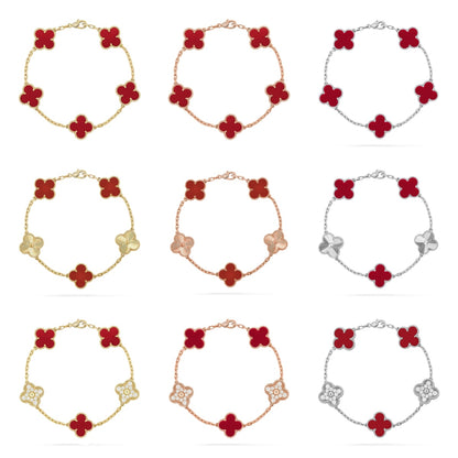 [Luxora] CLOVER 5 MOTIF RED CORNELIAN BRACELET COLLECTION