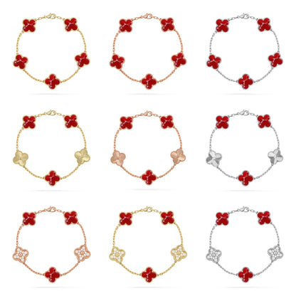 [Luxora]CLOVER 5 MOTIF RED PATTERN BRACELET COLLECTION