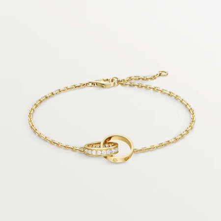 [Luxora]LOVE DOUBLE RING HALF DIAMOND BRACELET
