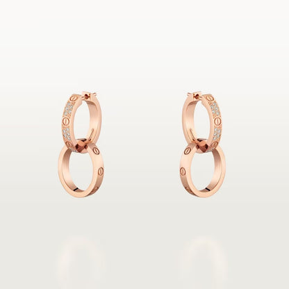 [Luxora]LOVE 3.3MM DANGLE HALF DIAMOND EARRINGS