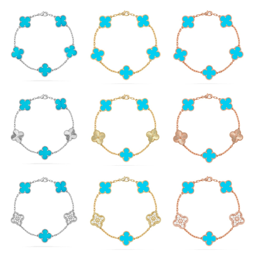 [Luxora] CLOVER 5 MOTIF TURQUOISE BRACELET COLLECTION