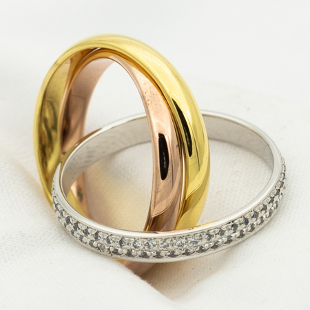 [Luxora]TRINITY RING GOLD ROSA GOLD SILBER DIAMANTEN 