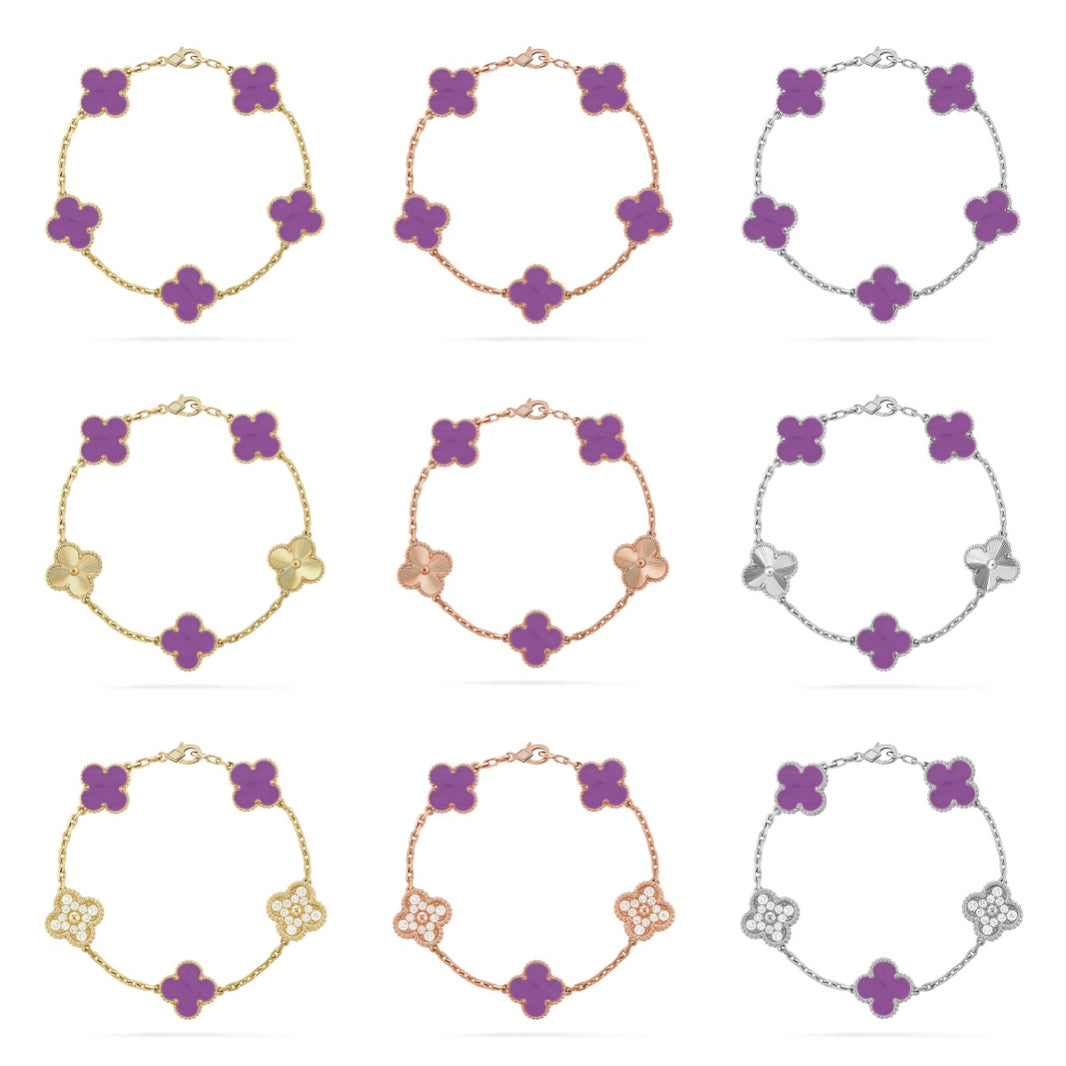 [Luxora] CLOVER 5 MOTIF VIOLET BRACELET COLLECTION