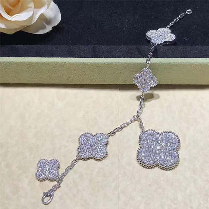 [Luxora]CLOVER 6 MOTIFS SILVER DIAMOND BRACELET