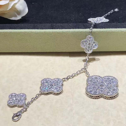 [Luxora]CLOVER 6 MOTIFS SILVER DIAMOND BRACELET