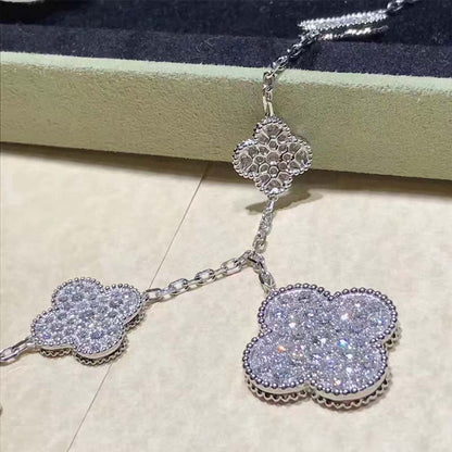 [Luxora]CLOVER 6 MOTIFS SILVER DIAMOND BRACELET