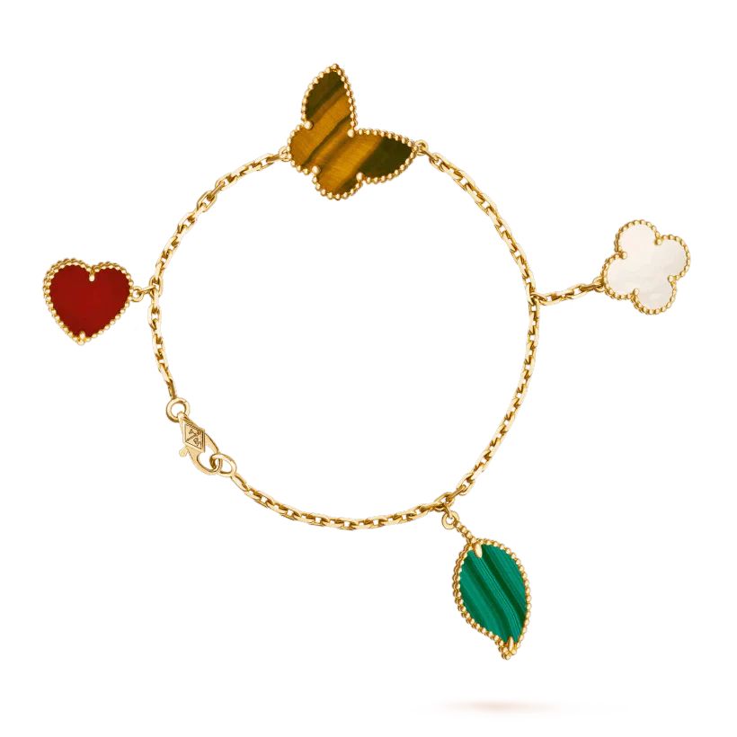 [Luxora]LUCKY SPRING 5 MOTIF GOLD BRACELET