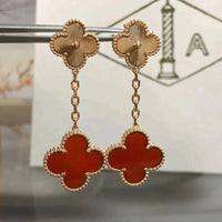[Luxora]CLOVER 2 MOTIF  LASER CARNELIAN EARRINGS